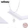 Genuine 925 Sterling Silver Starry Star Necklace Double Layer Long Chain Link Women Necklace