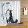 Забавная черная кошка Шторка для душа - Очаровательный дизайн кошки, Полиэстеровая ткань, Включает крючки, Игривый декор для ванной комнаты