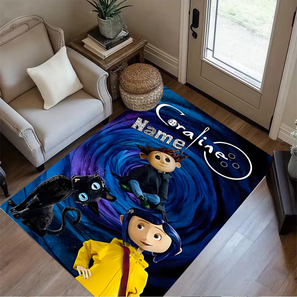Coraline's Magical Adventure Personalized Text Area Rug Design for Study room Outdoor Decorate room Dormitory Anti-slip Rug Anime Office Decor