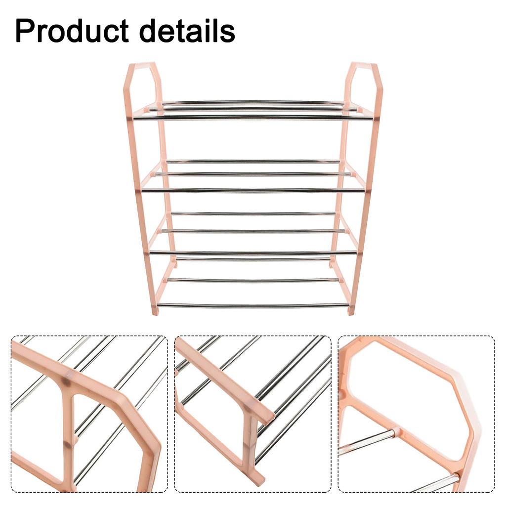 4-layer Metal Shoe Rack Black Easy Assembly Large Capacity Shoe Rack