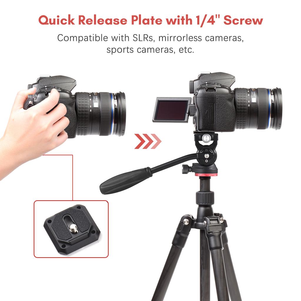 Andoer Compact Video Fluid Head Pan Tilt Tripod Head Panorama Ballhead Tripod Mount Aluminum Alloy