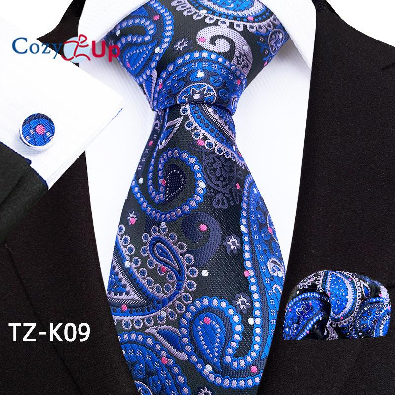 Cozy Up Набор из трех предметов, модный деловой мужской галстук с узором пейсли, включает в себя галстук, запонки, носовой платок