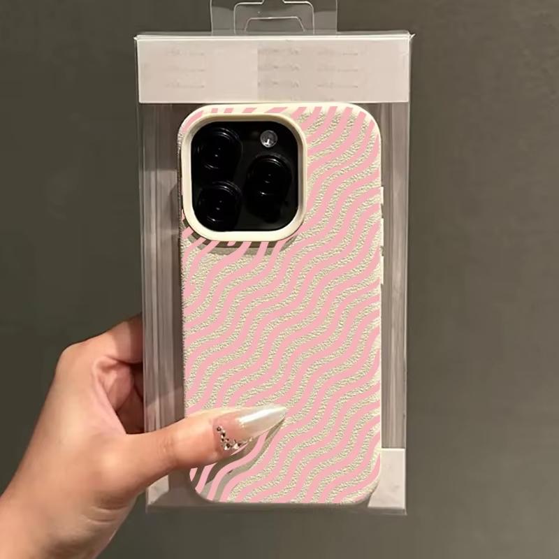 Розовый чехол для телефона с волнистым узором для iPhone 17 Pro Max 16 15 14 13 12 11 Pro 14 15 Plus 17 Air Ударопрочный силиконовый мягкий чехол
