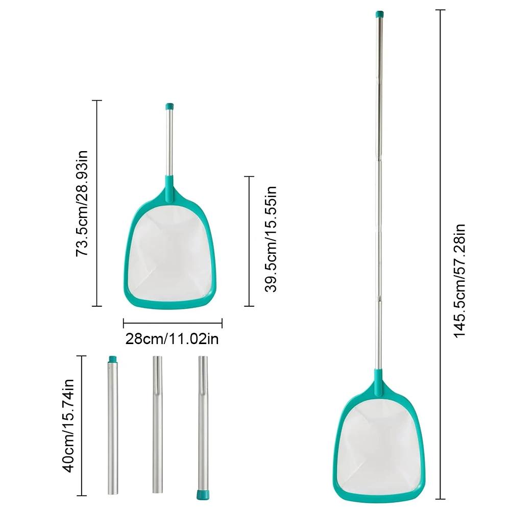 Professional Leaf Rake Deep Bag Swimming Pool Skimmer Net with Telescopic Pole Removal Leaf Rake Mesh Pool Ponds Cleaning Debris