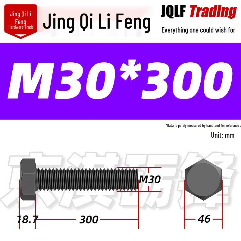 12.9 Grade High-Strength Blackened Hex Bolt M22-M48