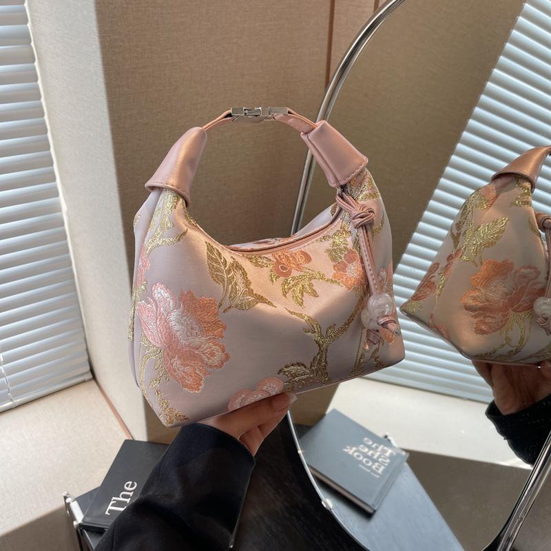 Новая женская сумка с вышивкой в китайском стиле 2024 года, новая модная сумка-мессенджер на одно плечо в иностранном стиле с принтом, переносная сумка для пельменей