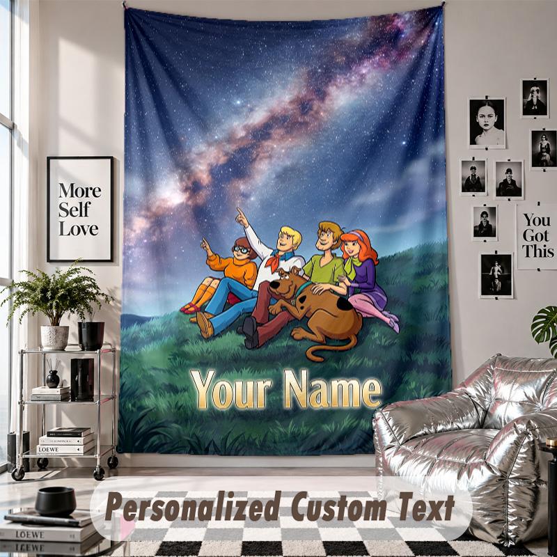 Custom Tapestry Wall Hanging, Scooby-Doo Personalized Name Text Home Wall Decor