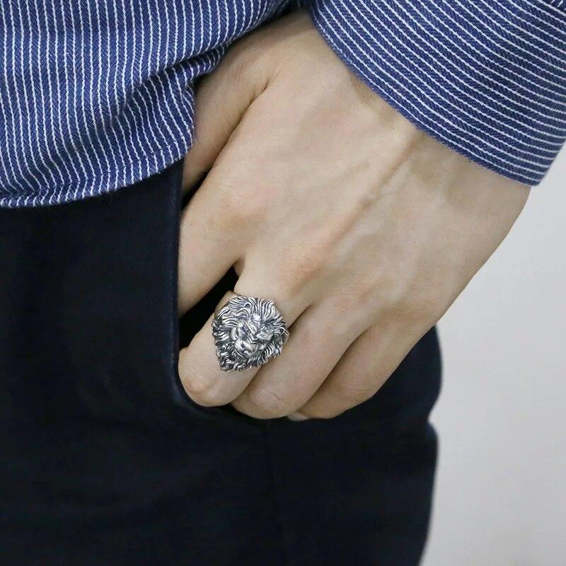 Ретро Лев властное кольцо Prairie King мужское кольцо из сплава преувеличенное кольцо ювелирное изделие подарок регулируемое открытие