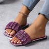 Women's Fashion Slippers Summer New Square Head Shallow Mouth Open Toe Soft Sole Anti-slip Wear-resistant Flat Sandals
