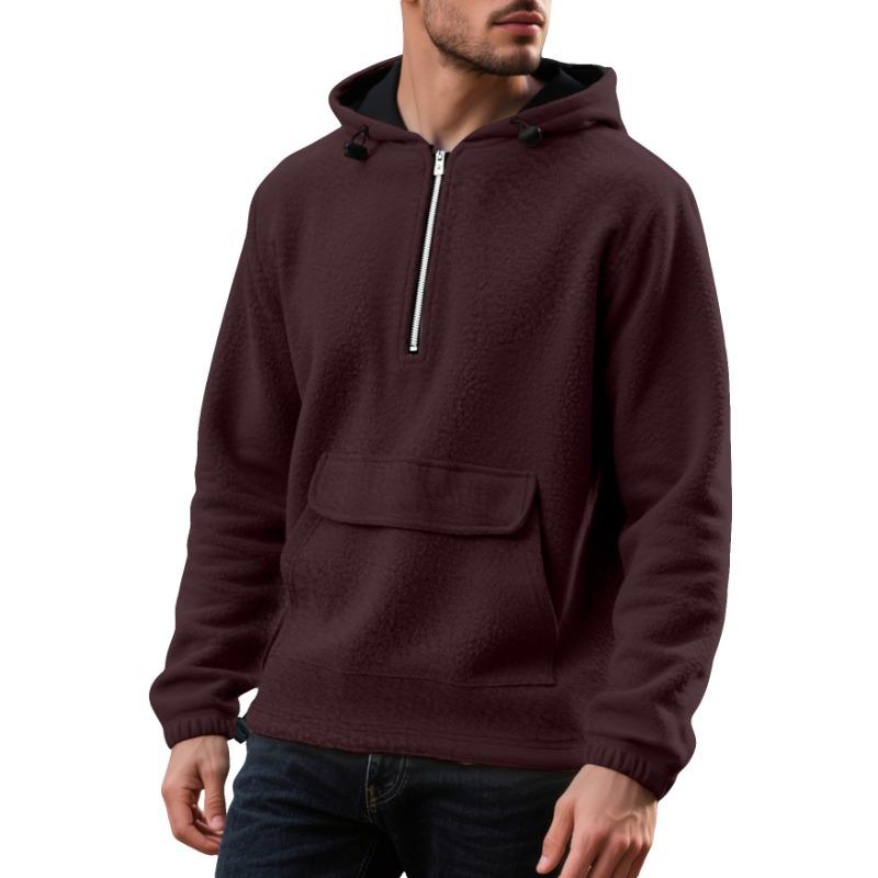 Fashionable Hoodie Patch Pocket Zipper Half-open Thickened Shirt Hooded Loose Sweatshirt