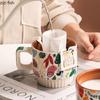 Ретро керамическая кружка с рисунком от руки кружка для кофе чашка для чая с молоком мультяшные чашки для сока домашние чашки для завтрака парные чашки для воды