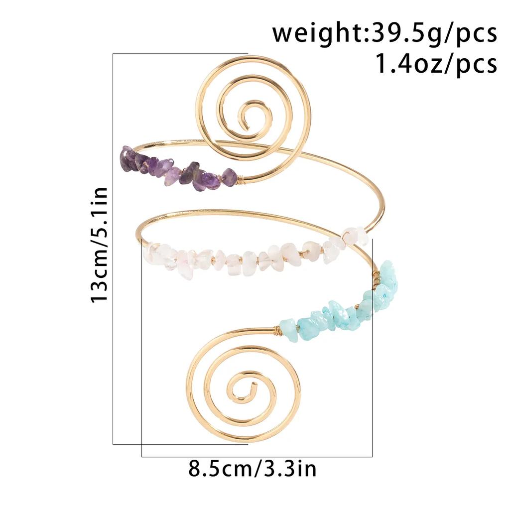 Punk Irregular Stones Spiral Upper Arm Cuff Bangles for Women Vintage Adjustable Open Arm Bracelets Couple Jewelry Steampunk New