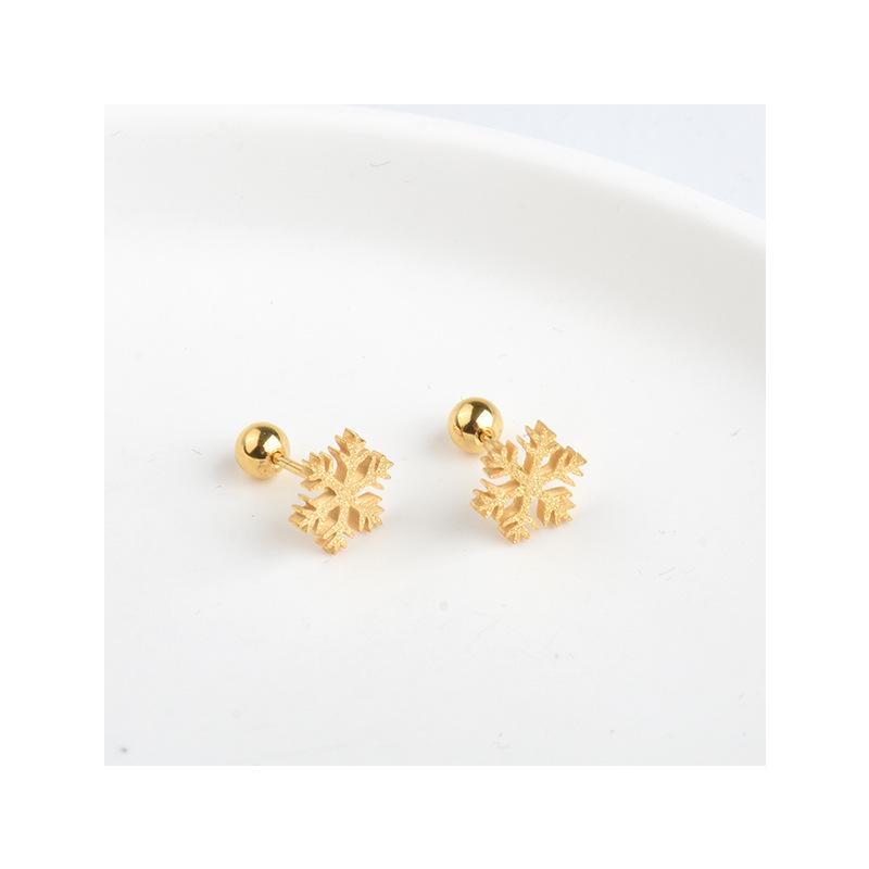 Корейская мода Клевер Каффы для ушей и Серьги-пусеты Снежинки - Не выцветающий Роскошный Дизайн