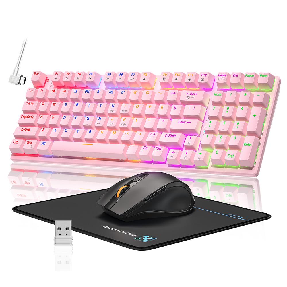 Механическая клавиатура с RGB-подсветкой и игровой набор мыши для офиса и игр