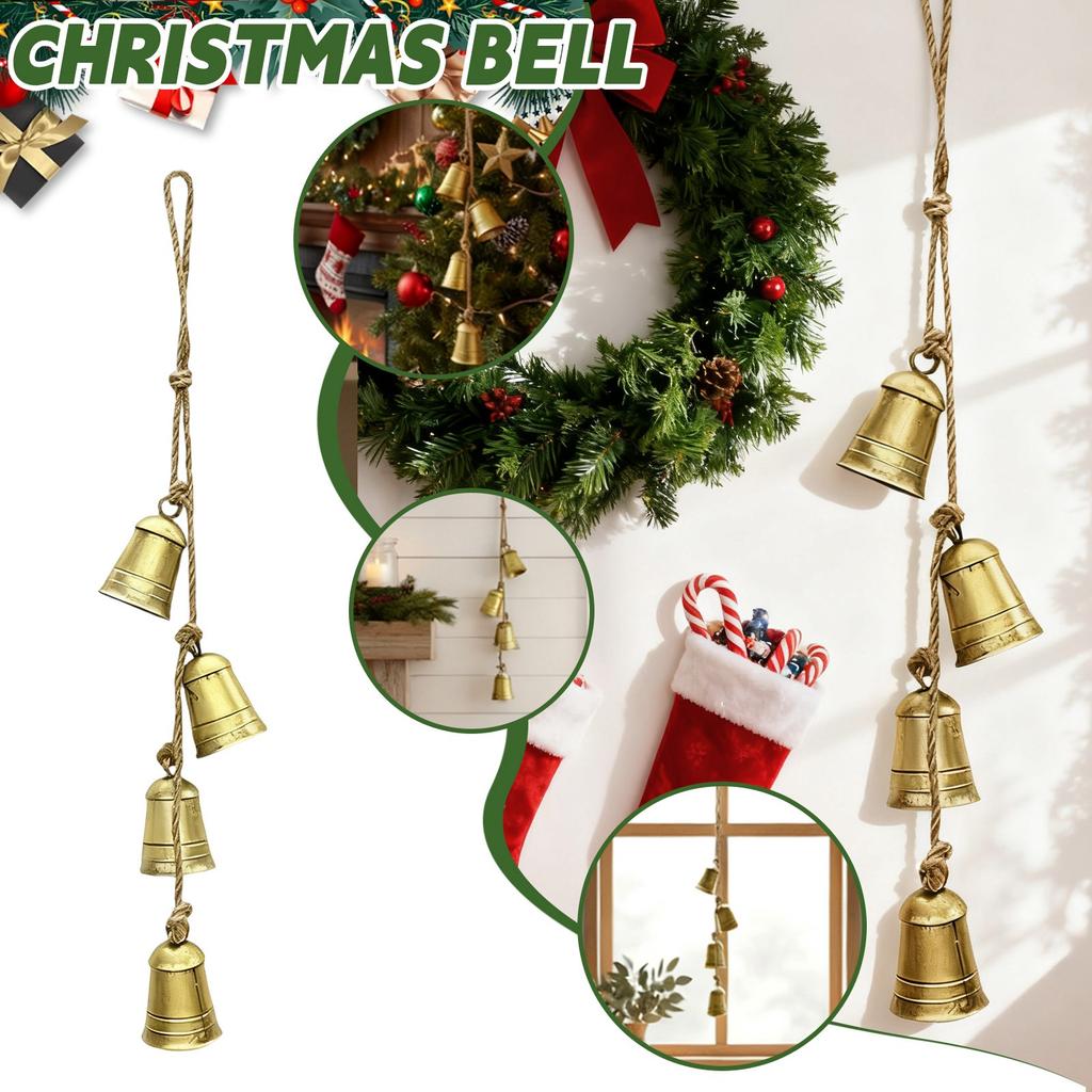 Worn Cowbell Christmas Bell Metal Vintage Bell Decoration Pendant Holiday Decoration Atmosphere Bell (1pc)