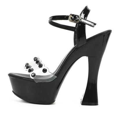 Женская обувь, модные сандалии на высоком каблуке с двойным дренажем и бриллиантами, однотонные сандалии на массивном каблуке, серия 10365, каблук 14 см, платформа 4 см, LFD