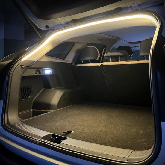 Динамическая плавная полоса освещения багажника автомобиля, универсальная, простая в установке, внутренняя подсветка, автоматический датчик, светодиодная лента для заднего багажника