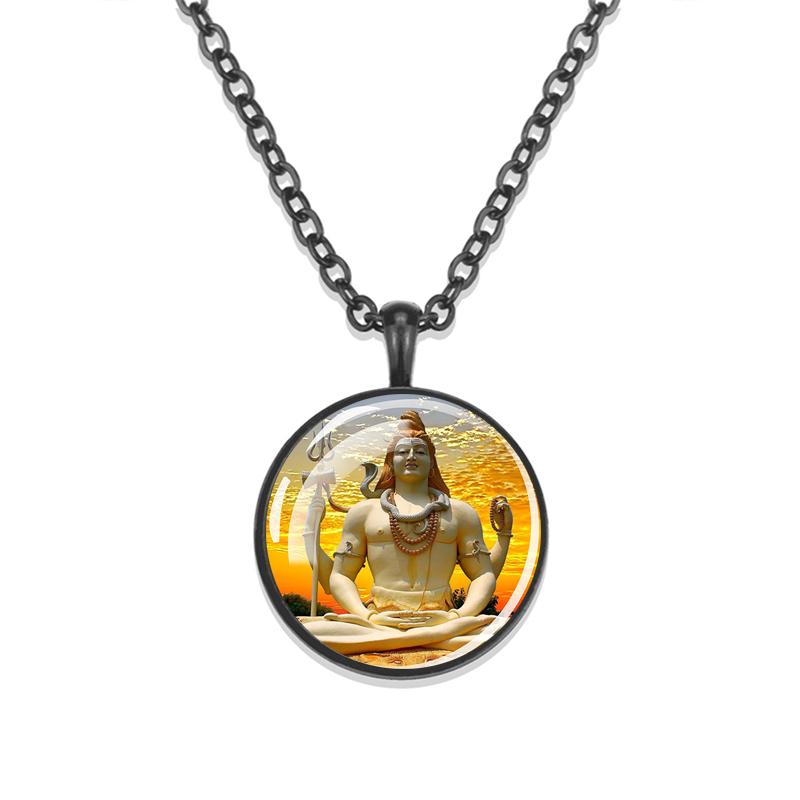 1 шт., черная цепочка в индуизме, ожерелье Вишну и Шива, стеклянный амулет с кабошоном, кулон, индийские украшения