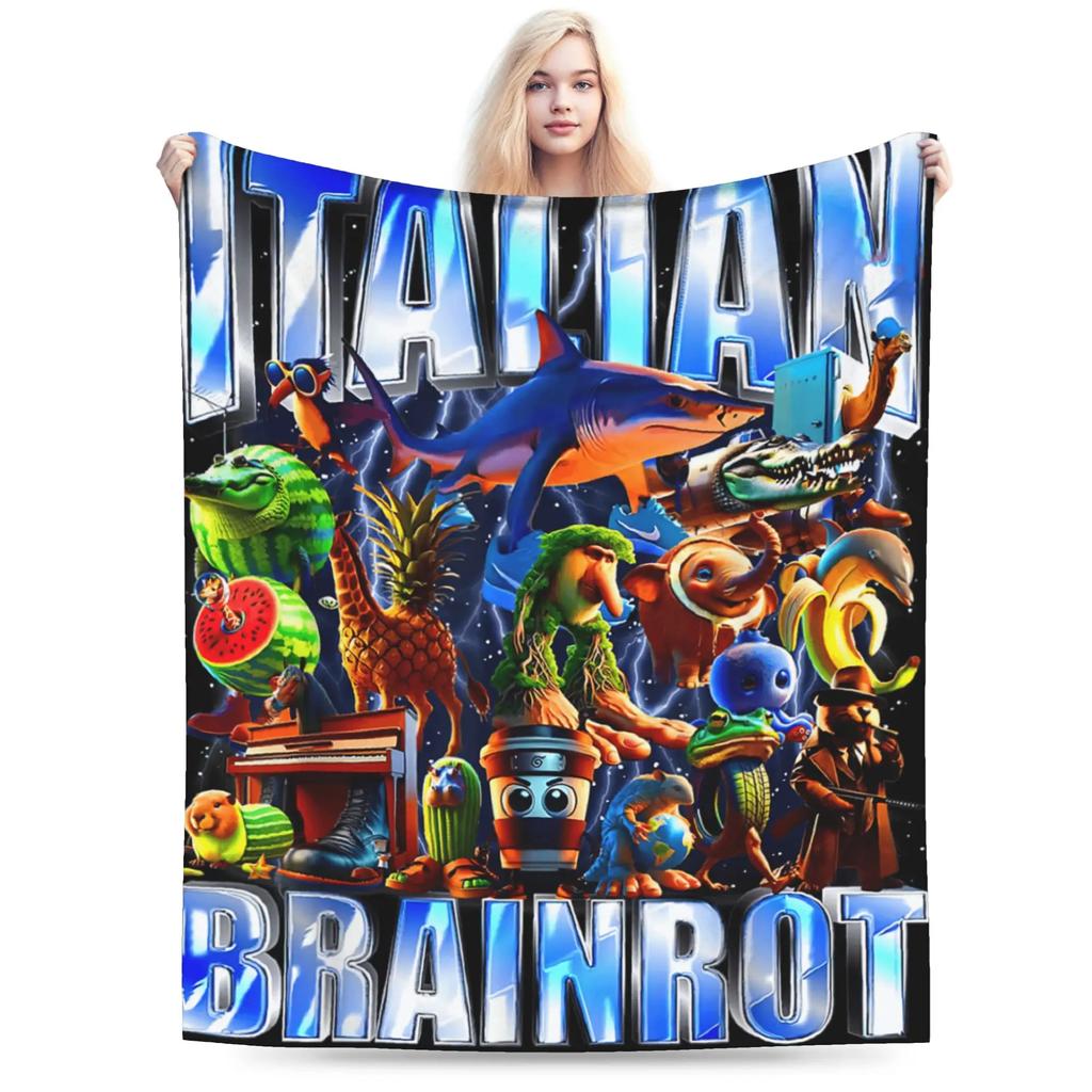 Tralalero Tralala Bootleg Funny Brainrot Italian Shark Meme TBlanket Warm Soft Bedding Throws Winter Couch Chair Bedspread