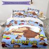 3pcs Custom Name Curious George Bedding Set Duvet Cover Closure Includes 1 Duvet Cover & 2 Pillowcases, Soft and Comfortable for All Seasons.
