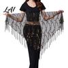 Adjustable Tassel Skirt Women's Belly Dancing Belt with Tassels & Sequins Colorful Waist Chain Triangle Dance Hip Scarf for Stage Performance