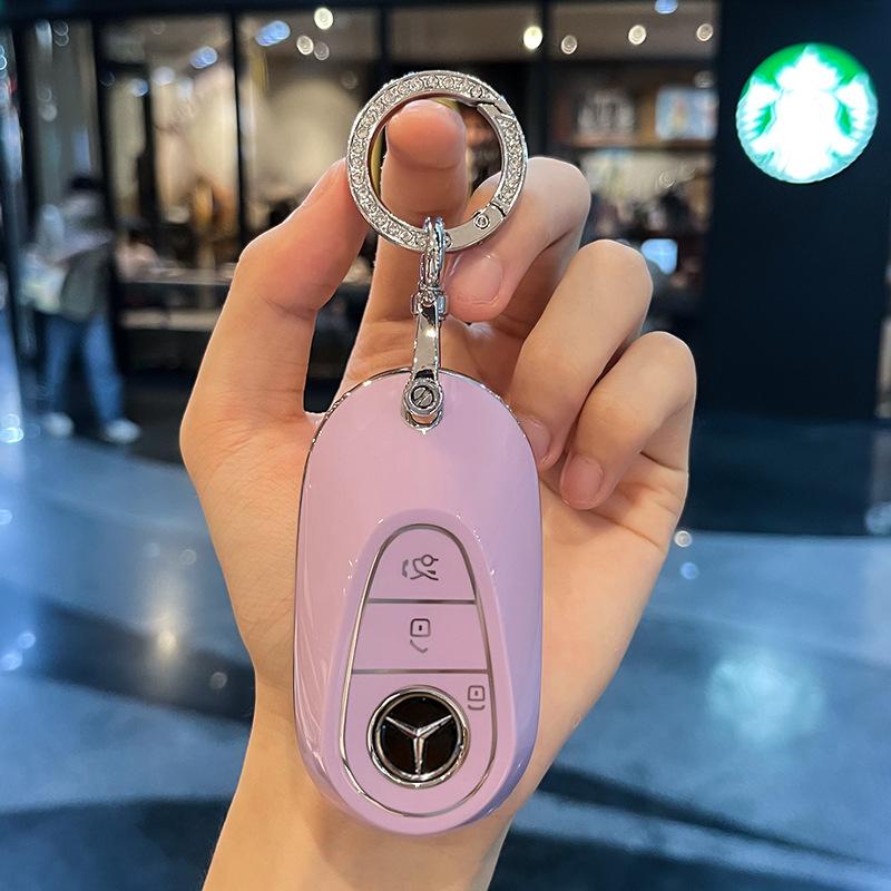 Fashion TPU Car Smart Key Case Fob Cover For Mercedes Benz C E S Class GLC CLE EQE W206 W214 W223 S350 S400 S450 E300 Keychain