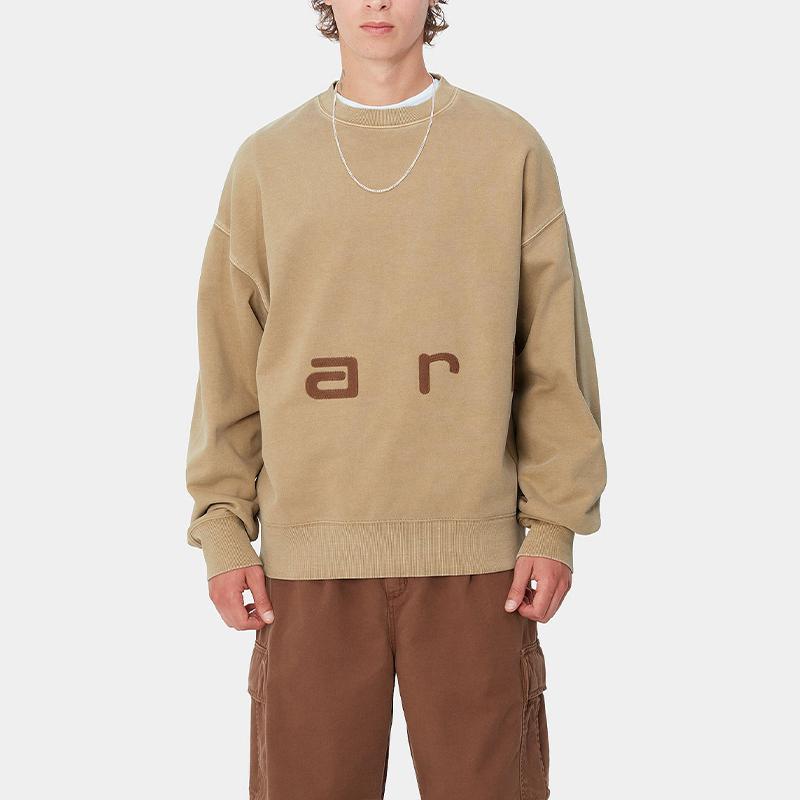 Carhartt WIP FW24 Фетровая надпись Свитшот Свободный крой Длинный рукав Круглый вырез Мужские свитшоты Хаки I034041-2J8-GD