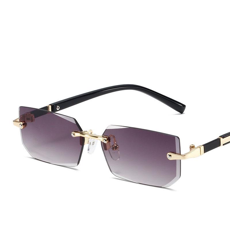 Модные солнцезащитные очки без оправы для мужчин и женщин, модные безрамочные прямоугольные солнцезащитные очки в стиле ретро, ​​летние очки для путешествий UV400