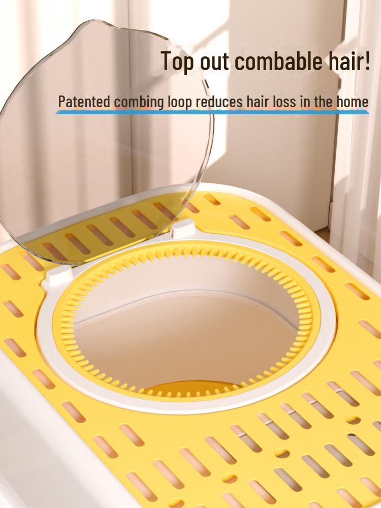 Полностью закрытый кошачий туалет с верхним входом - устойчивый к запахам и не пропускающий песок дизайн