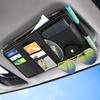 Car Sun Visor Organizer, Leather Pocket Organizer Sunglass Holder For Car Interior Accessories With Multi-Pocket Net Zipper (Beige)