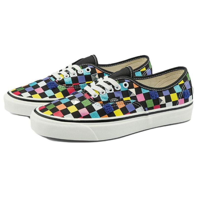 Vans Authentic 44 DX unisex lightweight durable low-top canvas skate shoes colorful checkerboard black VN0A5KX4AWC