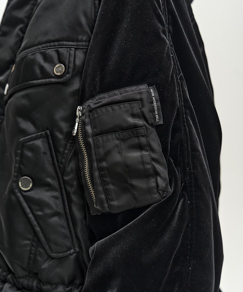 ADSB ANDERSSON BELL Utility Hooded Puffer Peplum Jacket (Black)