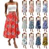 Women's Skirt Bohemian Flower Skirt Solid Color Casual Temperament With Pockets Skirt