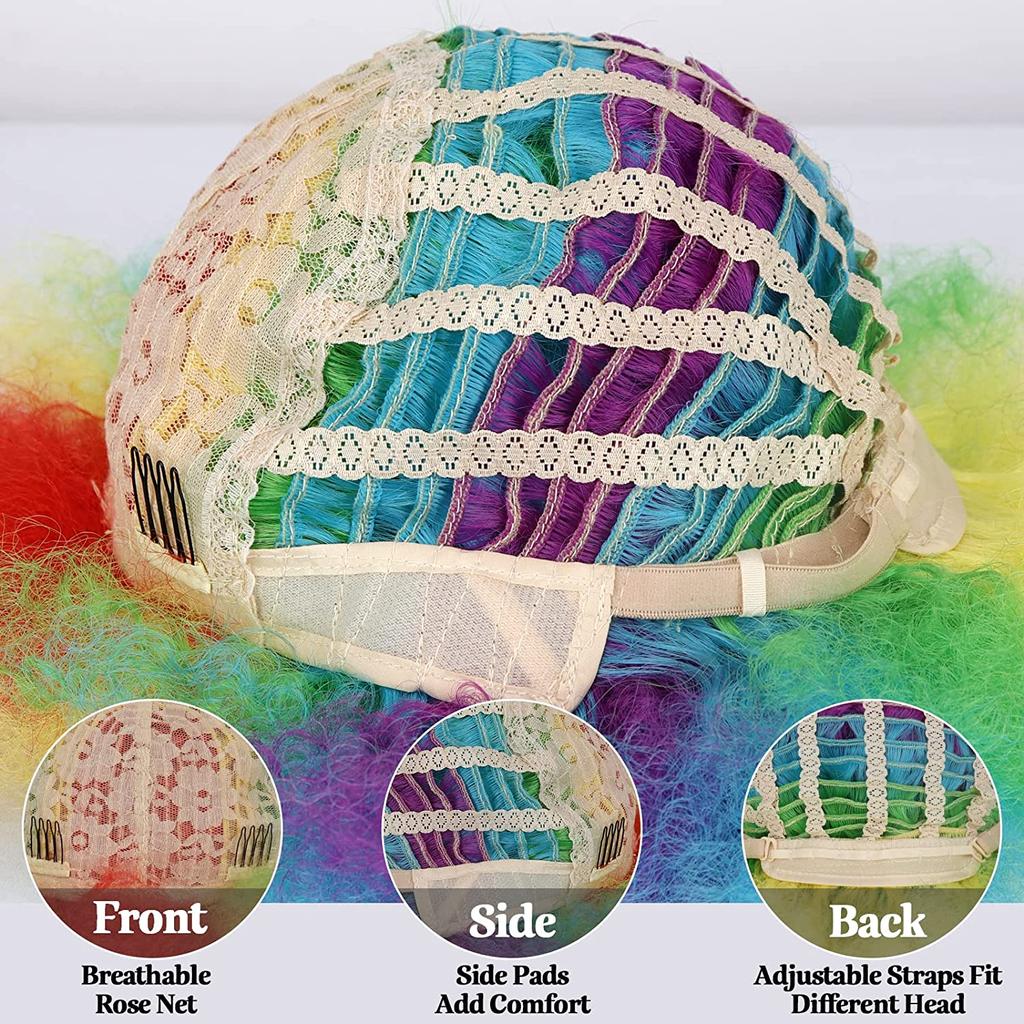 MISSQUEEN Радужный вьющийся афро парик для детей и женщин, синтетическое волокно, вьющийся афро парик, косплей, повседневная одежда, странный вьющийся парик