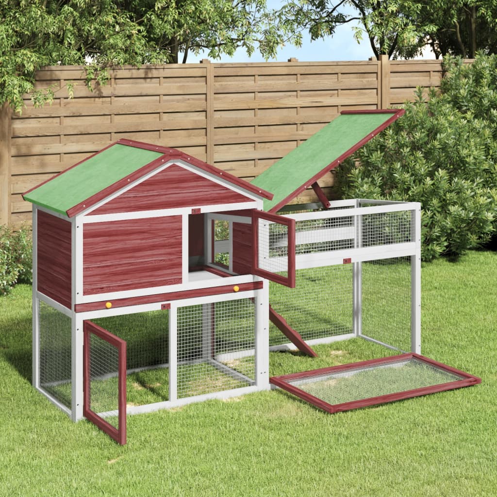 Rabbit Hutch Mocha 185.5x60.5x109.5 cm Solid Pine Wood