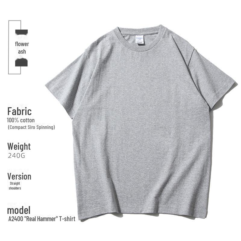 Футболка из плотного однотонного хлопка плотностью 240 г с круглым вырезом и фирменным логотипом