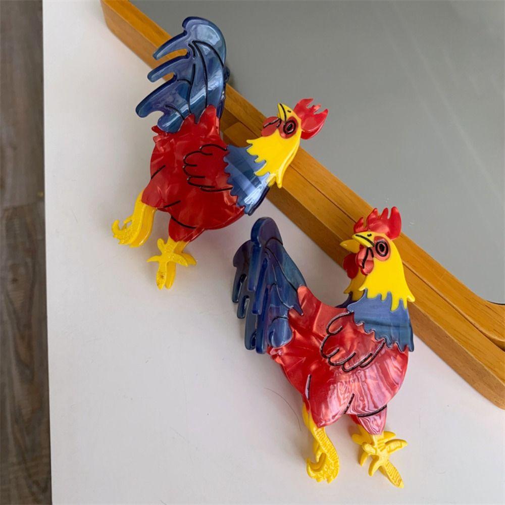 Large Acetate Animal Hair Claw Shark Clip Acetic Acid Hairpin Creative Rooster Hair Clip  Travel