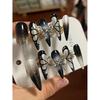 HANDMADE Artificial Nail Gradient Silver Butterfly Water Drop Shape Phototherapy Nails Fake Nails Reusable and Removable Nails