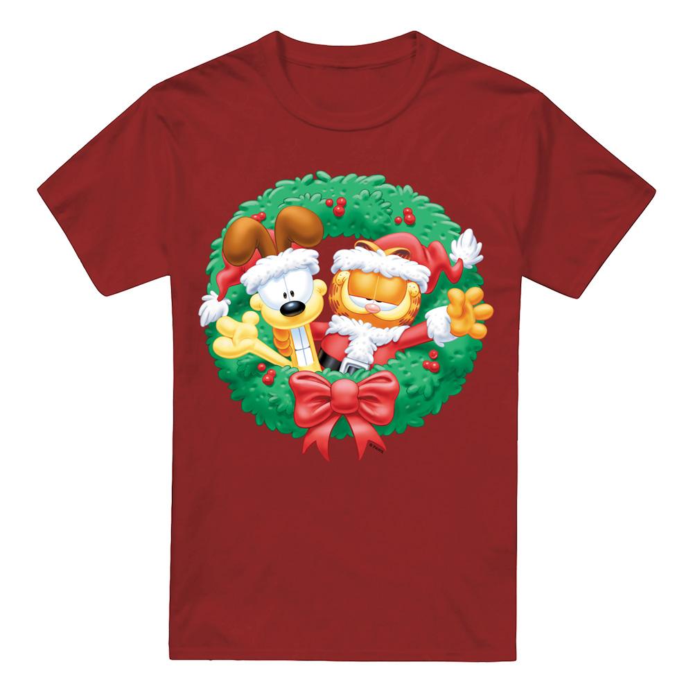 Garfield Mens Wreath Christmas T-Shirt