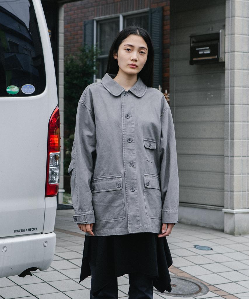 OHESHIO Star Floral Washed Cotton Jacket, Charcoal