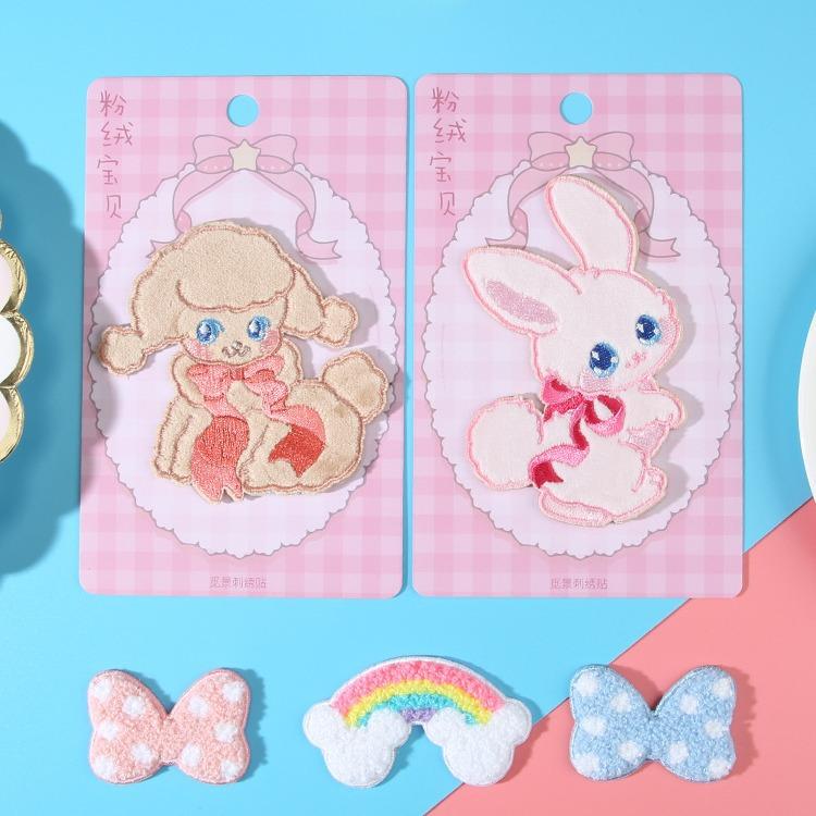 Three Love Plush Вышитая Ткань Наклейка Одежды Сумка Самоклеящаяся Узорная Наклейка Наклейка Пуховик Брюки Заплатка Наклейка