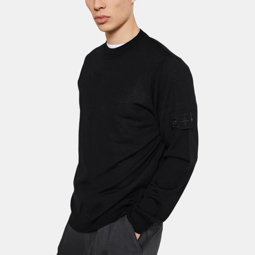 STONE ISLAND Мужской свитер с длинным рукавом, однотонный, с круглым вырезом, черный K1S15-5100066-S00FC-V0029