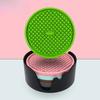 Thickened Rhombus Lattice Silicone Coaster Slip Insulation Drink Cup Mat With Tray Holder Home Decoration Desktop Protection Pad