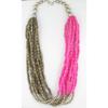 Long Bronze and Fuchsia Necklace