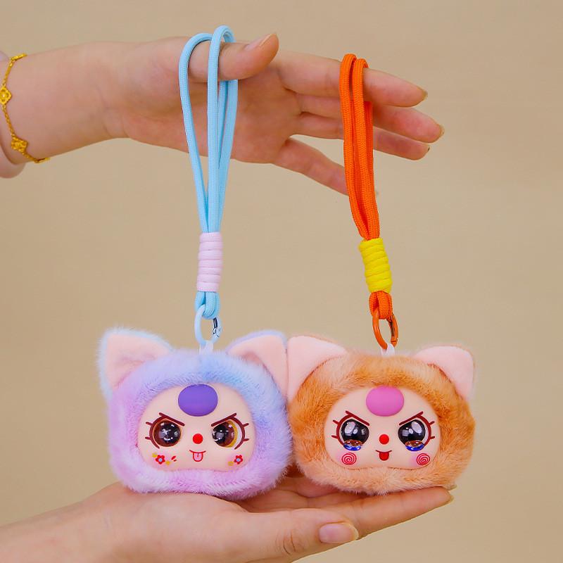 Cute Cat Head Plush Keychain Toy Children Backpack Decoration Gifts Festival