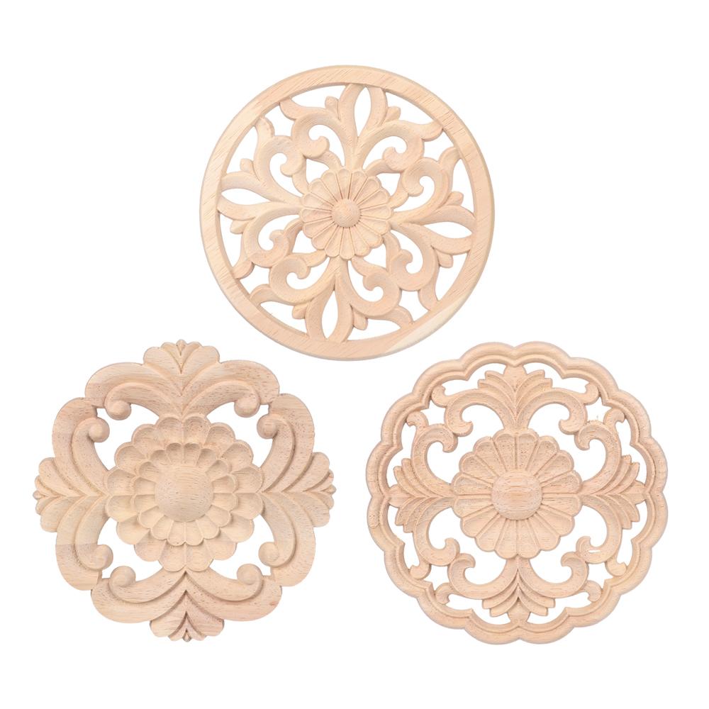 Furniture Parts Wooden Figurines Crafts Wood Carved Woodcarving Decorative Corner Appliques Frame