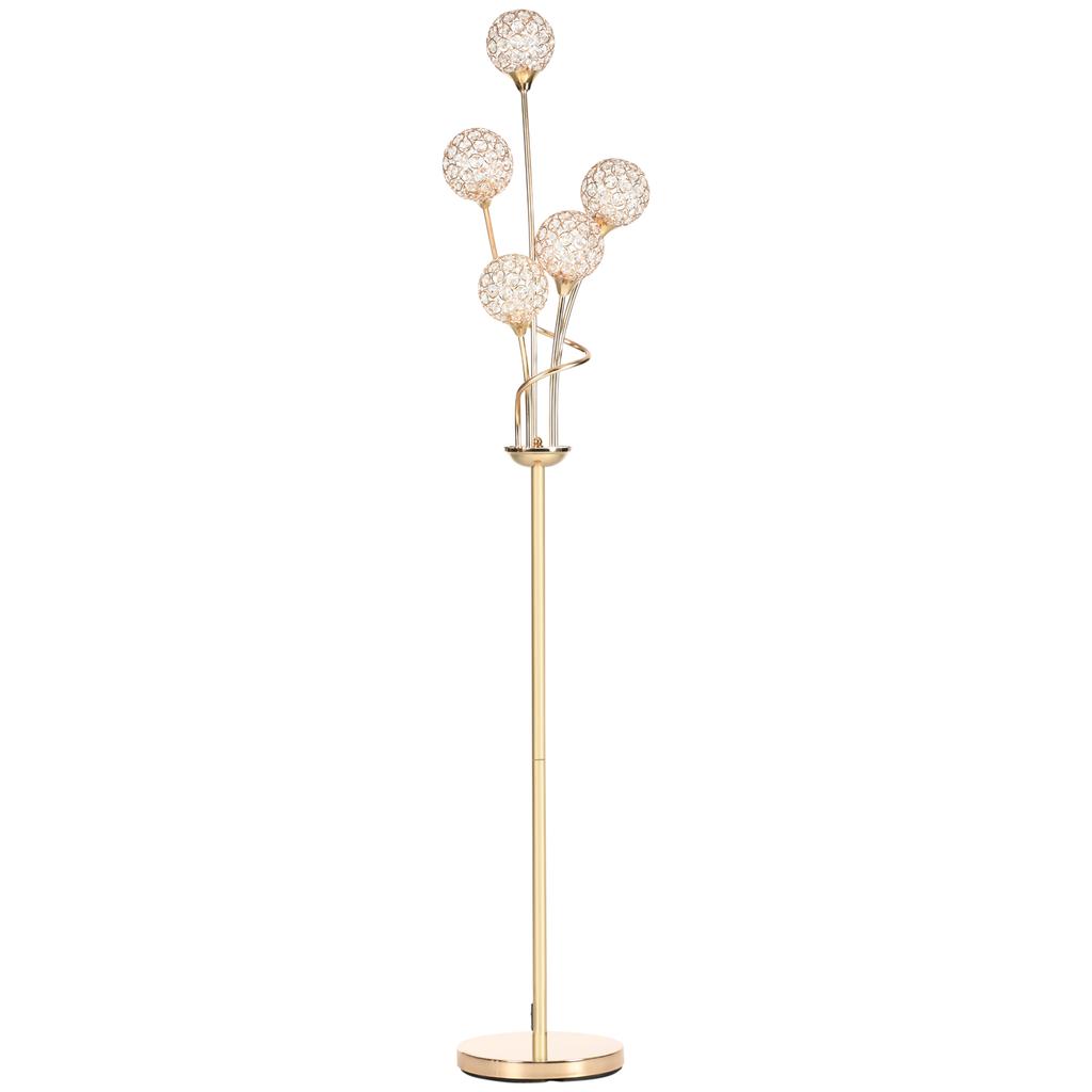 Floor Lamps for Living Room Bedroom with 5 Light, Modern Upright Standing Lamp, 34x25x156cm, Gold Tone