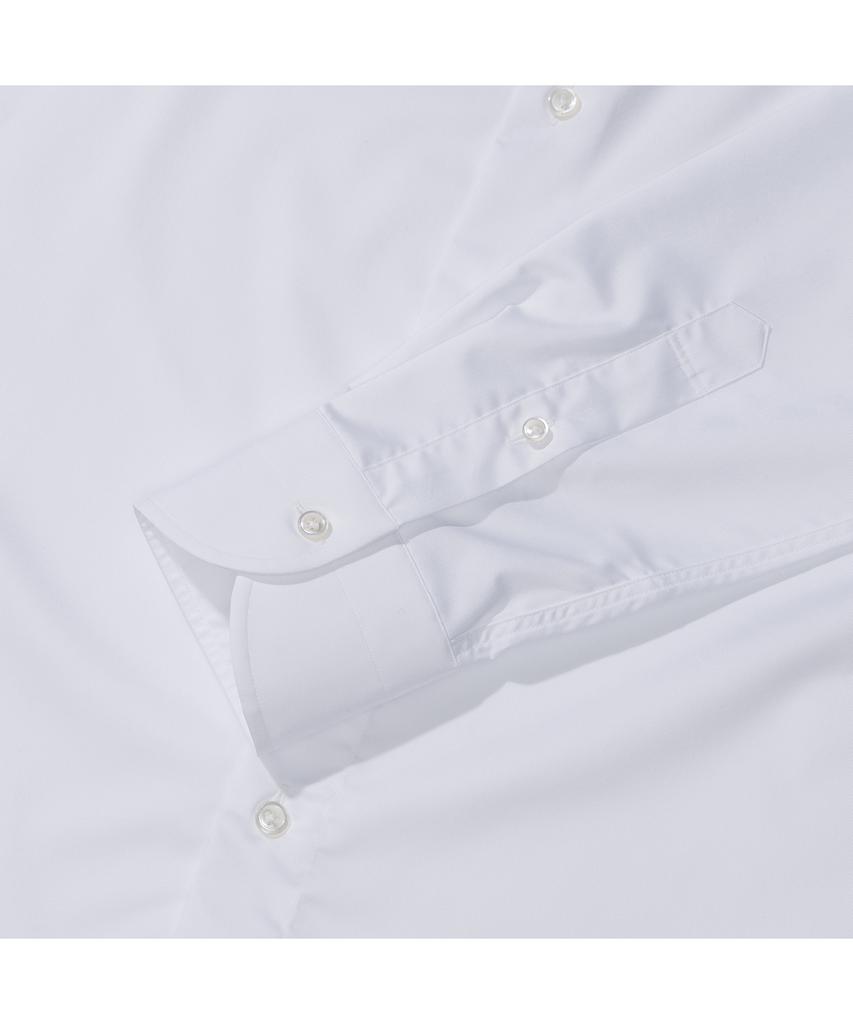 PRODESHIRT [Приталенная и не требующая глажки] Бамбуковая рубашка с воротником-стойкой (белый)