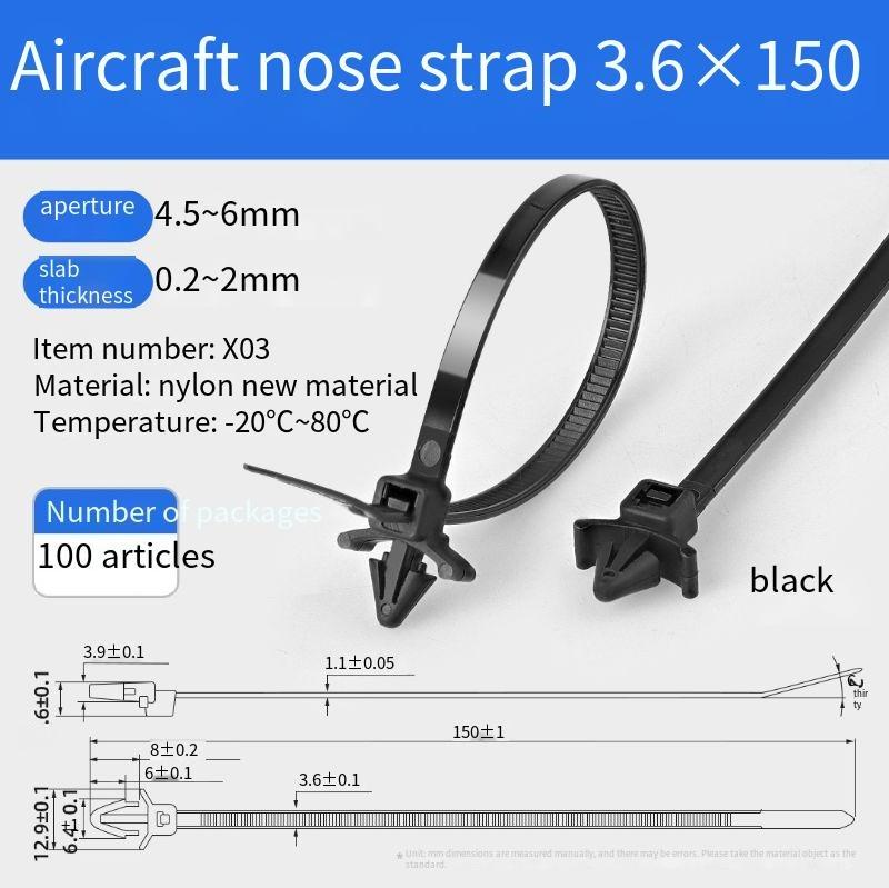 Plug-in Aircraft Head Nylon Cable Tie Firm Locking Fastener Auto Wiring Binding Strap Durable Wire Organizer Vehicle Circuit