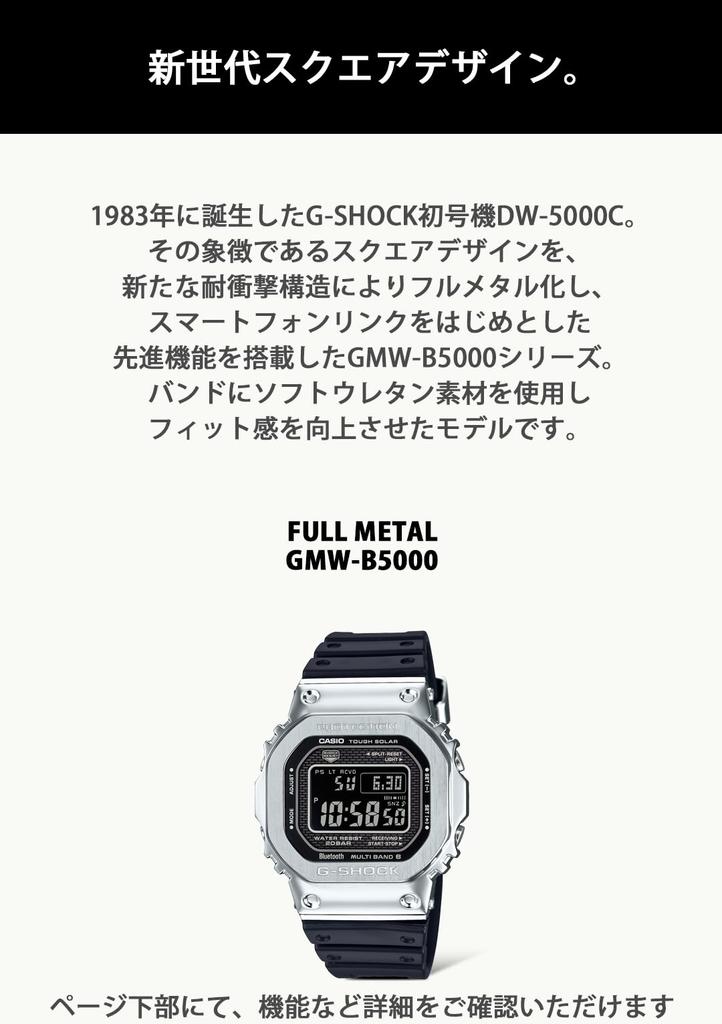 Мужские часы Casio G-Shock GMW-B5000-1JF с питанием от солнечной энергии, Черные, Bluetooth, Радиоуправляемые,